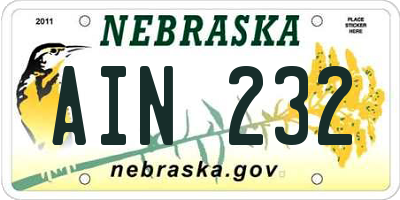 NE license plate AIN232