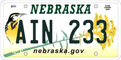 NE license plate AIN233