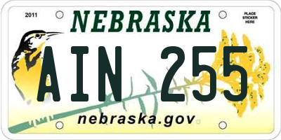 NE license plate AIN255