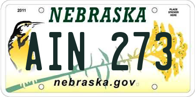 NE license plate AIN273