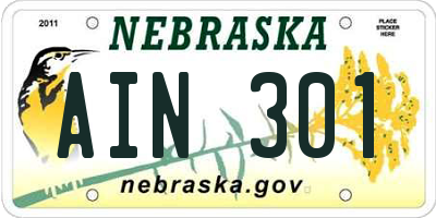 NE license plate AIN301