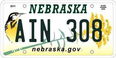 NE license plate AIN308