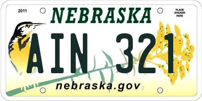 NE license plate AIN321