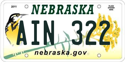 NE license plate AIN322