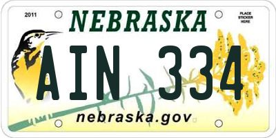 NE license plate AIN334