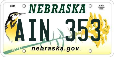NE license plate AIN353