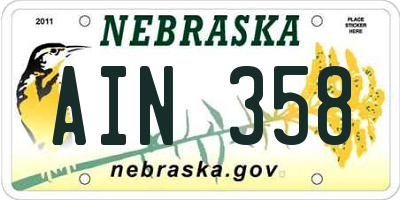 NE license plate AIN358
