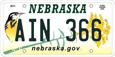 NE license plate AIN366