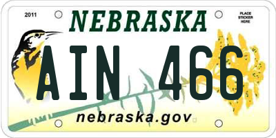 NE license plate AIN466