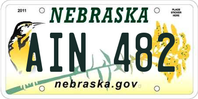 NE license plate AIN482