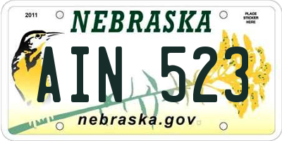 NE license plate AIN523