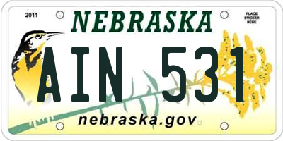 NE license plate AIN531