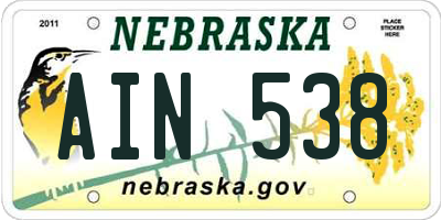 NE license plate AIN538