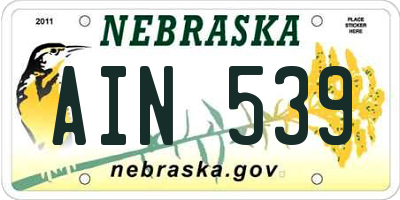NE license plate AIN539