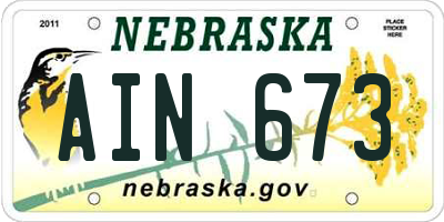 NE license plate AIN673