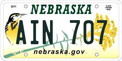 NE license plate AIN707