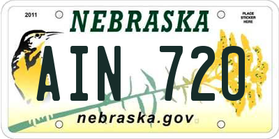 NE license plate AIN720