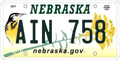 NE license plate AIN758