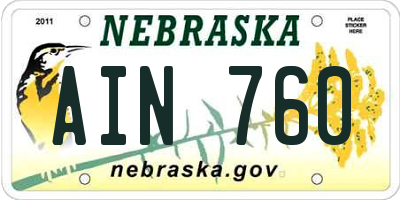 NE license plate AIN760