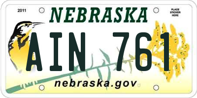 NE license plate AIN761