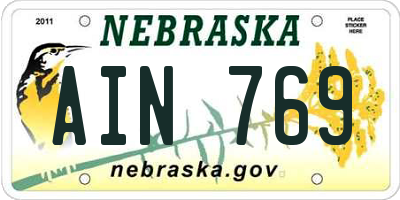 NE license plate AIN769