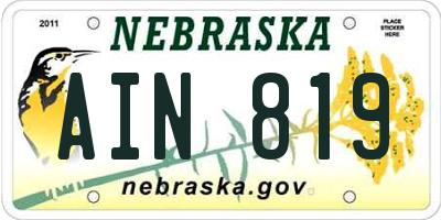 NE license plate AIN819