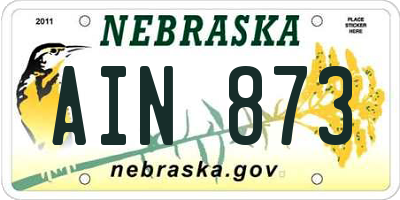 NE license plate AIN873