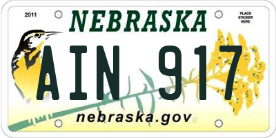 NE license plate AIN917
