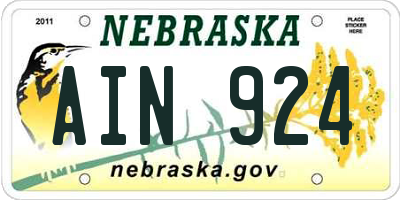 NE license plate AIN924
