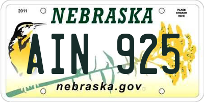 NE license plate AIN925