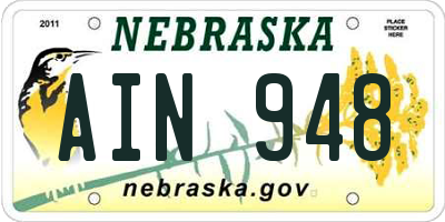 NE license plate AIN948