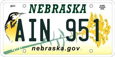 NE license plate AIN951
