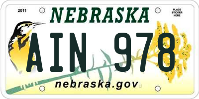 NE license plate AIN978