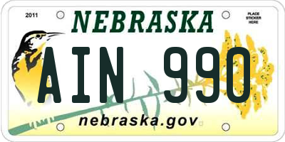 NE license plate AIN990