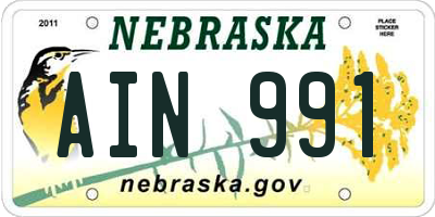 NE license plate AIN991