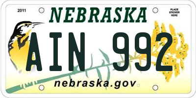 NE license plate AIN992