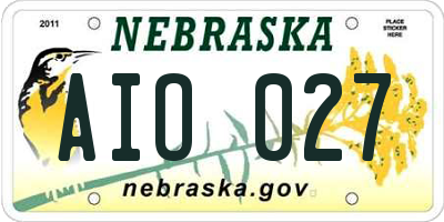 NE license plate AIO027