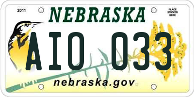 NE license plate AIO033