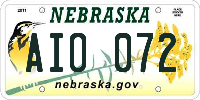 NE license plate AIO072