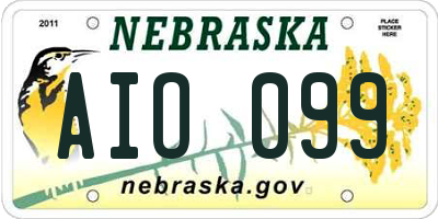 NE license plate AIO099