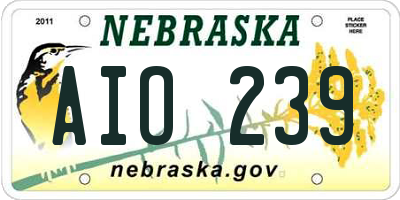 NE license plate AIO239