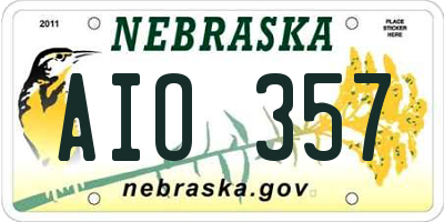NE license plate AIO357