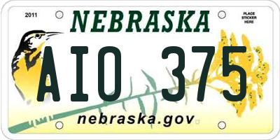 NE license plate AIO375
