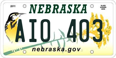 NE license plate AIO403