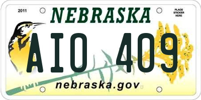 NE license plate AIO409
