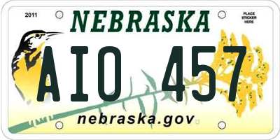 NE license plate AIO457