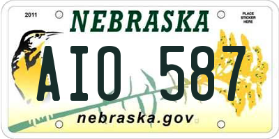 NE license plate AIO587