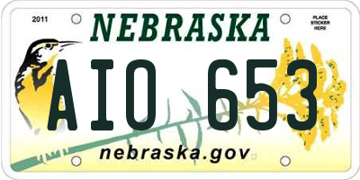 NE license plate AIO653