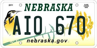 NE license plate AIO670