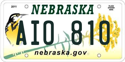 NE license plate AIO810